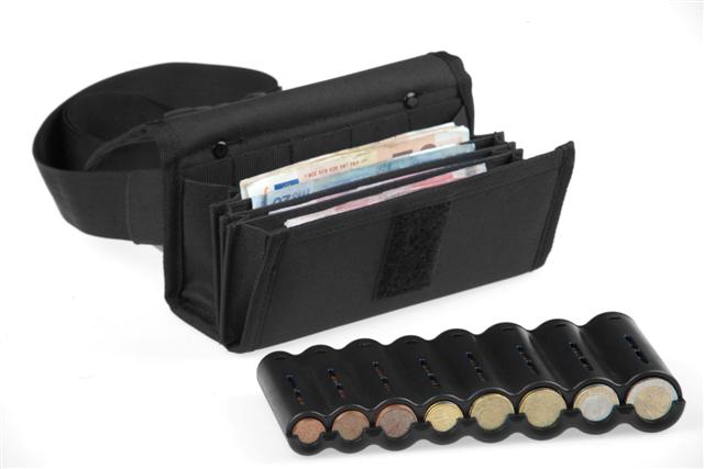 Money Pouch for Coins & Notes with Coin Dispenser for 8 coins