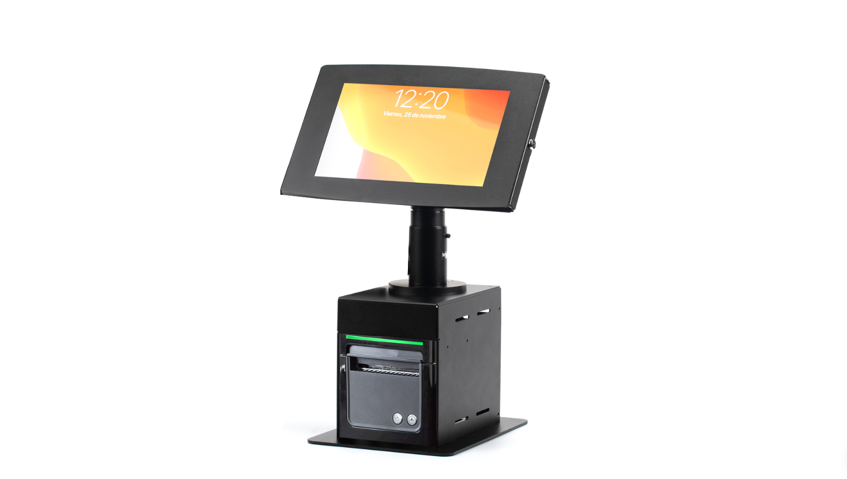 Queue Management and Check-in Compact Kiosk with Lockable Tablet Frame and Printer Metal Box