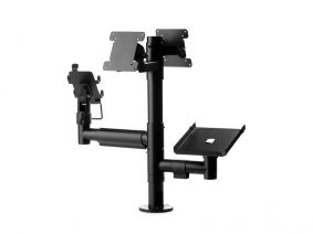 POS Mounting Solution with double VESA and two arms. | Point of sale mounting solutions at the point of sale in black colour