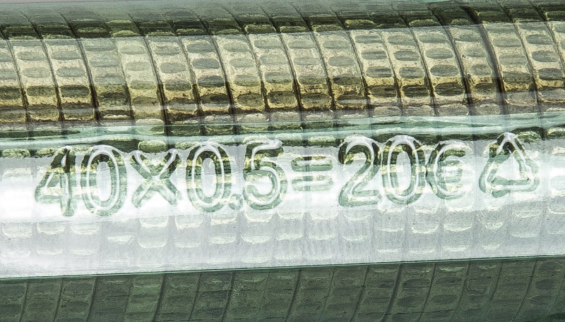 Plastic Coin rolls for Euro Coins European format
