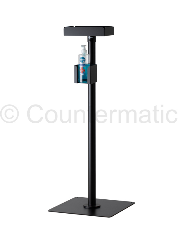 New floor stand  with double tray for gel dispenser and gloves to prevent COVID-19 for retailers and offices